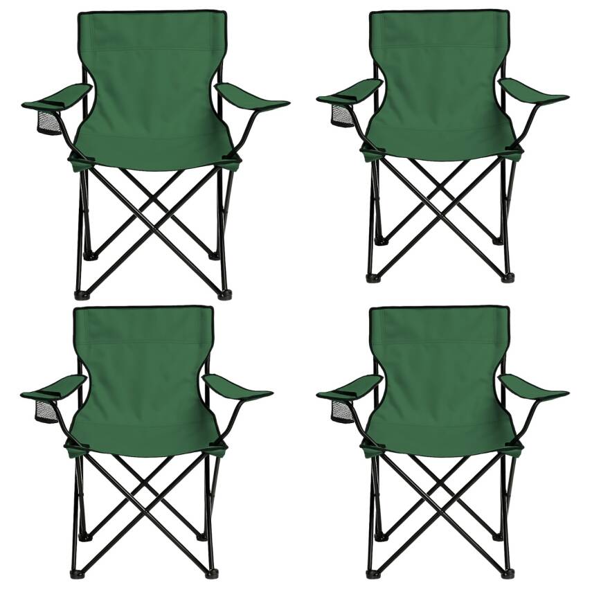 4 Adet Katlanır Kamp Sandalyesi - Piknik Plaj Sandalyesi - (DY.001) - Haki - Taşıma Çantalı - 2