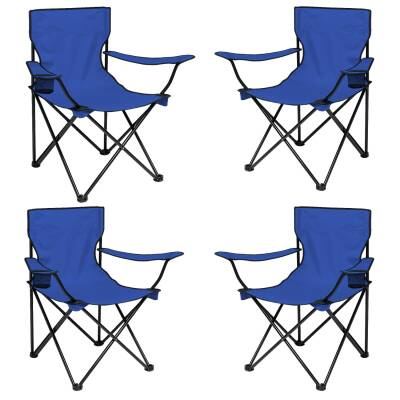 4 Adet Katlanır Kamp Sandalyesi - Piknik Plaj Sandalyesi - (DY.001) - Lacivert - Taşıma Çantalı
