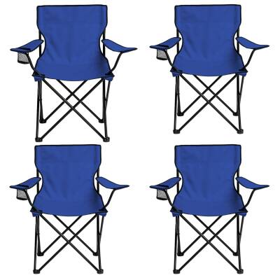 4 Adet Katlanır Kamp Sandalyesi - Piknik Plaj Sandalyesi - (DY.001) - Lacivert - Taşıma Çantalı - 2