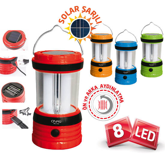 Savex Onas NS-415 Solar Kamp Lambası - Şarj Edilebilir LED Fener - 1