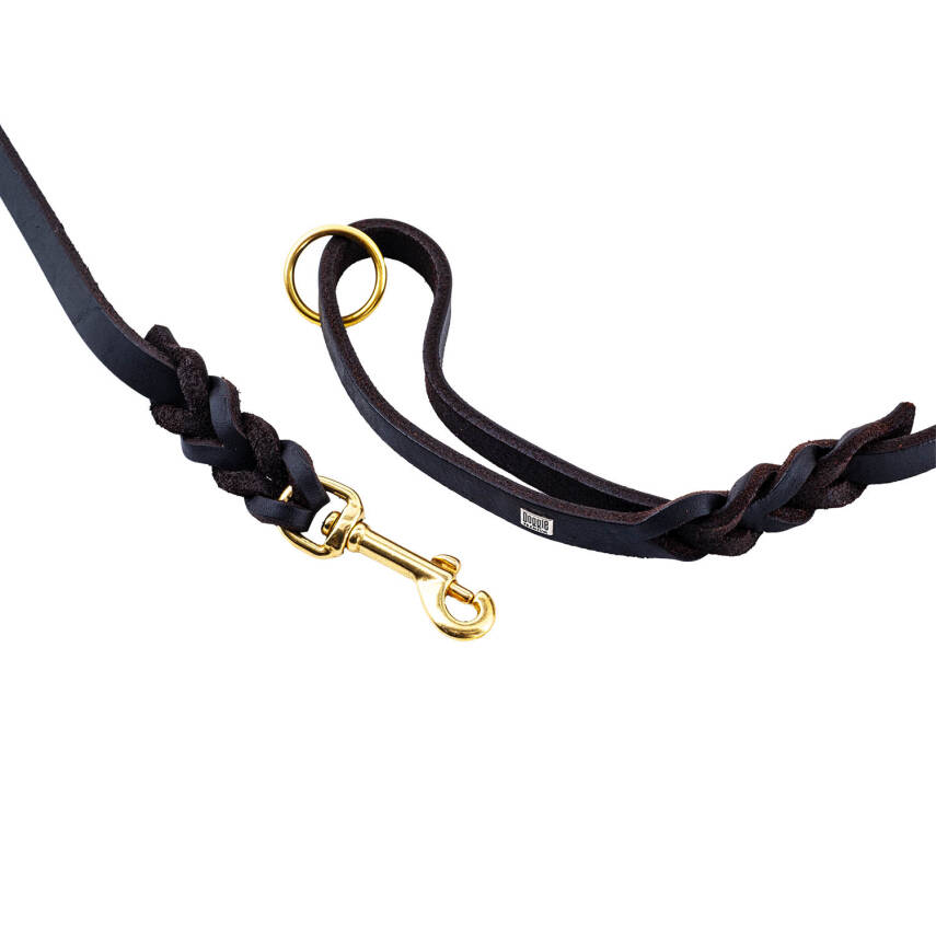 Savex Pet Doggie Kahve Rengi El Yapımı Yağlı Deri Köpek Eğitim ve Gezdirme Tasması - 4