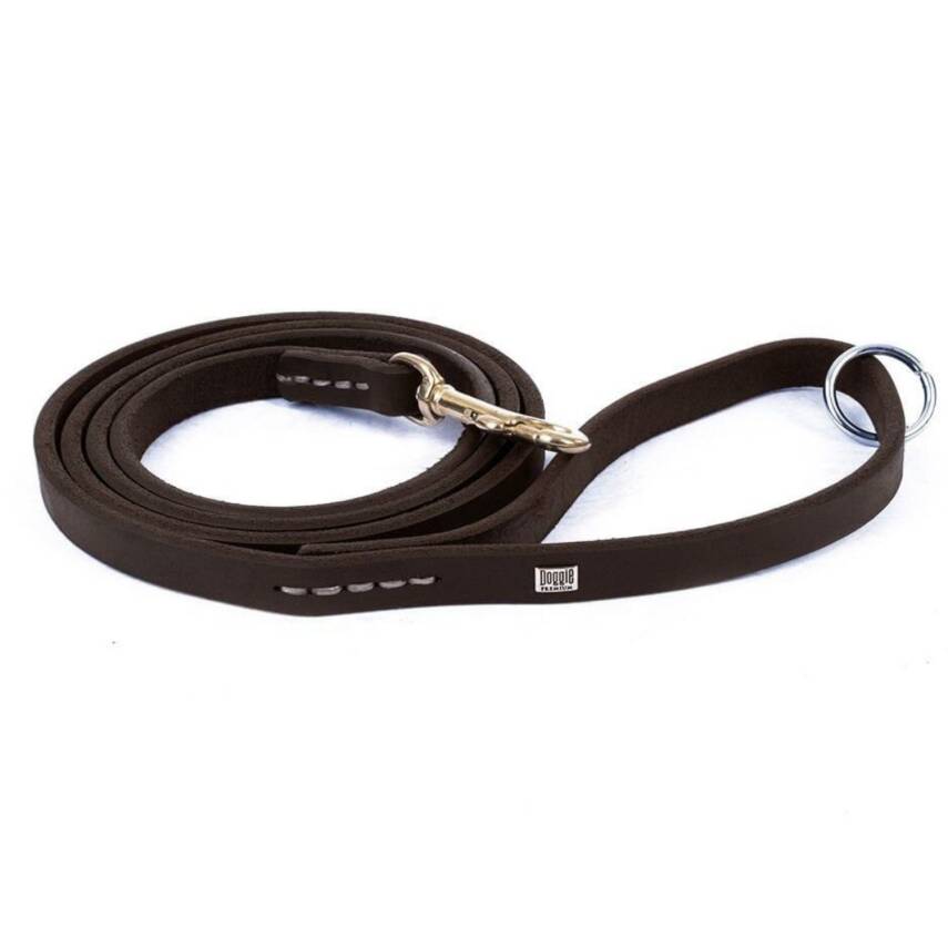Savex Pet Doggie Kahverengi Yağlı Deri Köpek Eğitim ve Gezdirme Tasması - 1