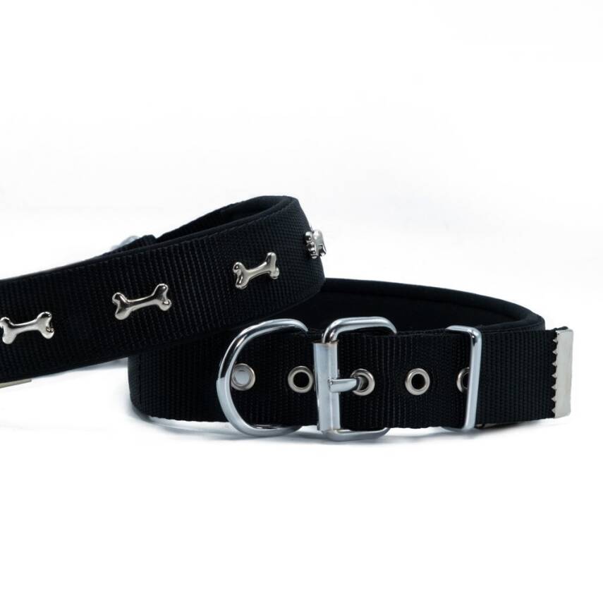 Savex Pet Doggie Kemikli Siyah Dokuma Konforlu Köpek Boyun Tasması - Large Beden - 1