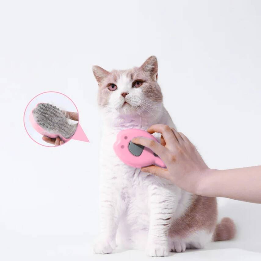 Savex Şarjlı Buharlı Evcil Hayvan Tarağı - Kedi Köpek Tüy Bakım Masaj Aleti - Pembe - 2