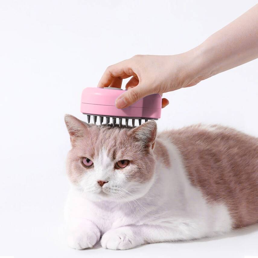 Savex Şarjlı Buharlı Evcil Hayvan Tarağı - Kedi Köpek Tüy Bakım Masaj Aleti - Pembe - 3