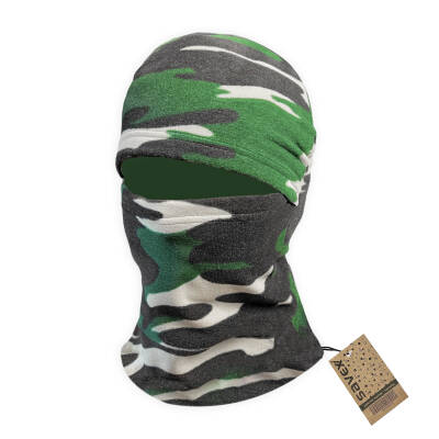 Savex Termal Yeşil Desenli Kar Maskesi - Outdoor Soğuk Hava Balaklav