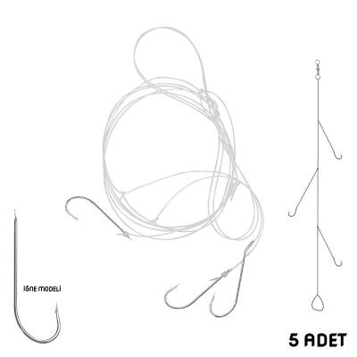 Savex Üç İğneli Hazır Yemli Olta Takımı - 5 Adet Ekonomik Paket - 1
