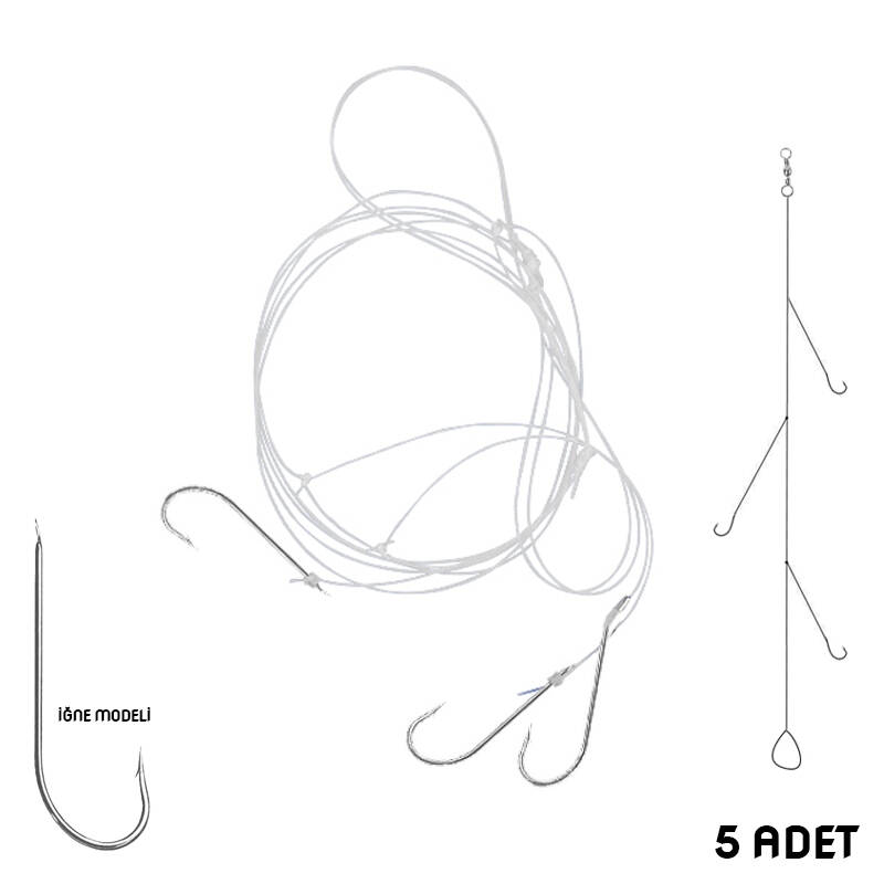 Savex Üç İğneli Hazır Yemli Olta Takımı - 5 Adet Ekonomik Paket - 1