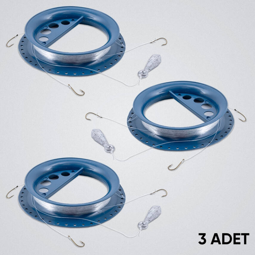 Sazan El Oltası Takımı - Büyük Kasnak - 3 Adet - 3 İğneli - Dip Olta - Kurşunlu - 1