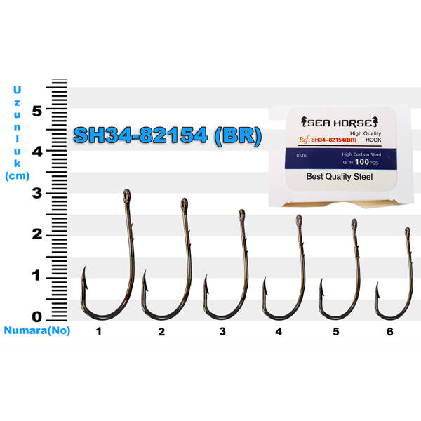 SH34-82154 Sea Horse No: 4/0 Bronz İğne (100'lü) - Balık Avında Mükemmel Yakalama! - 1