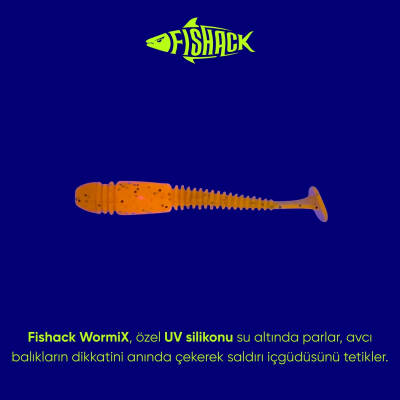 Fishack Wormix Silikon Kurt Yem - 1,1g 55mm - Turuncu - Karides Kokulu - 2