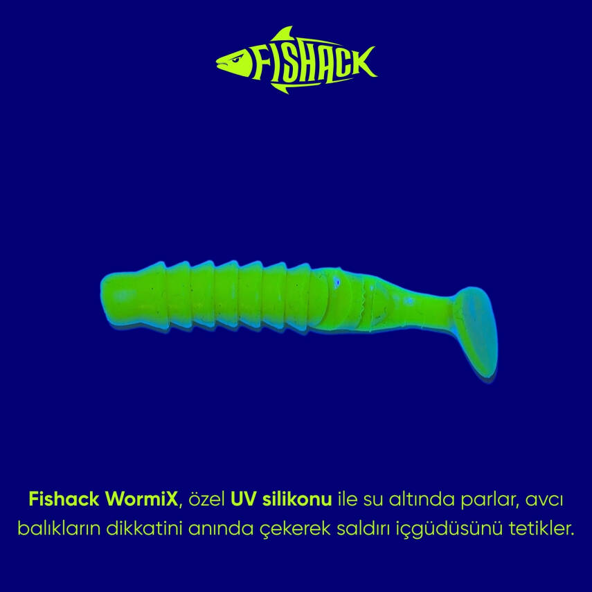 Fishack WormiX UV Silikon Kurt Yem - 1,5g 45mm - Fluo Green - 10 Adet - 2