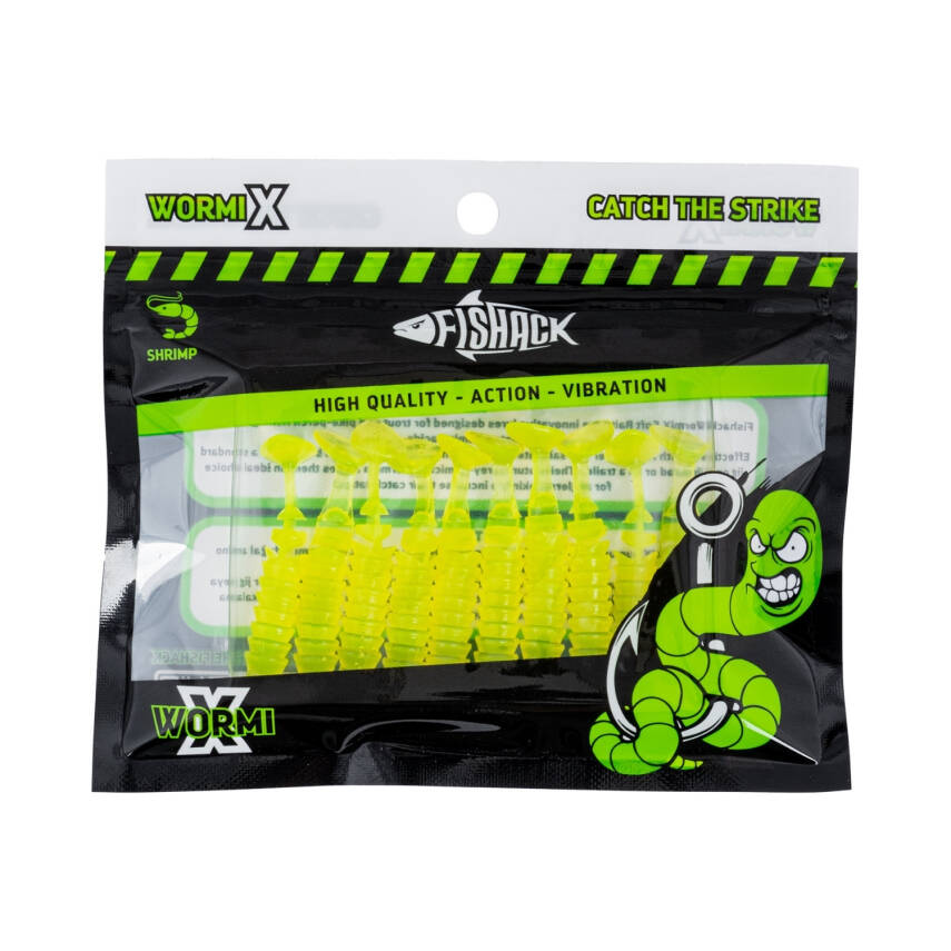 Fishack WormiX UV Silikon Kurt Yem - 1,5g 45mm - Fluo Green - 10 Adet - 5