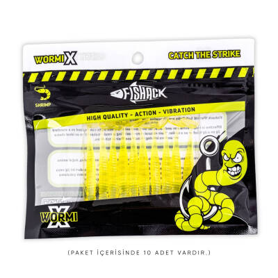 Silikon Kurt Yem - 1g 50mm - Fishack Wormix - 10 Adet - Fluo Green - UV Silikon - 5