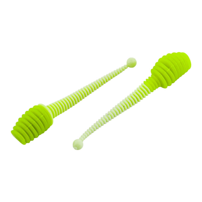 Silikon Kurt Yem - 2,1g 70mm - Fishack Wormix - 1 Adet - Yeşil/Beyaz - Karides Kokulu - 3