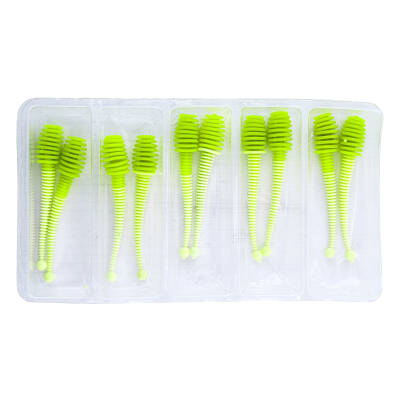 Silikon Kurt Yem - 2,1g 70mm - Fishack Wormix - 1 Adet - Yeşil/Beyaz - Karides Kokulu - 4