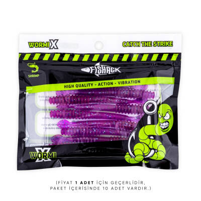 Silikon Kurt Yem - 2,2g 87mm - Fishack Wormix - Purple - UV Silikon - 5