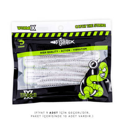 Silikon Kurt Yem - 2,2g 87mm - Fishack Wormix - Silver White - 4