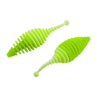 Silikon Kurt Yem - 3g 65mm - Fishack Wormix - 1 Adet - Yeşil/Beyaz - Karides Kokulu - 3