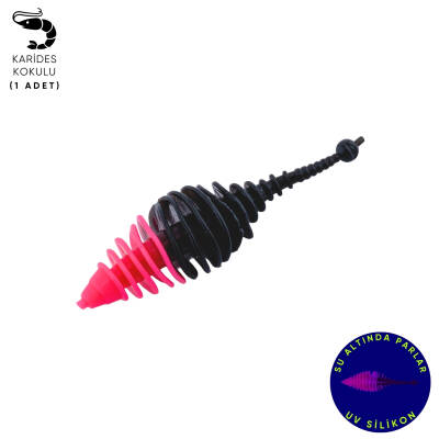 Silikon Kurt Yem - 3g 65mm - Fishack Wormix - Pembe/Siyah Karides Kokulu