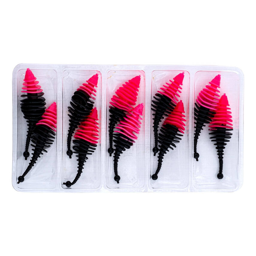 Silikon Kurt Yem - 3g 65mm - Fishack Wormix - Pembe/Siyah Karides Kokulu - 4