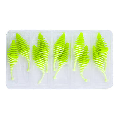 Fishack Wormix Silikon Kurt Yem - 3g 65mm - Yeşil/Beyaz - Karides Kokulu - 4