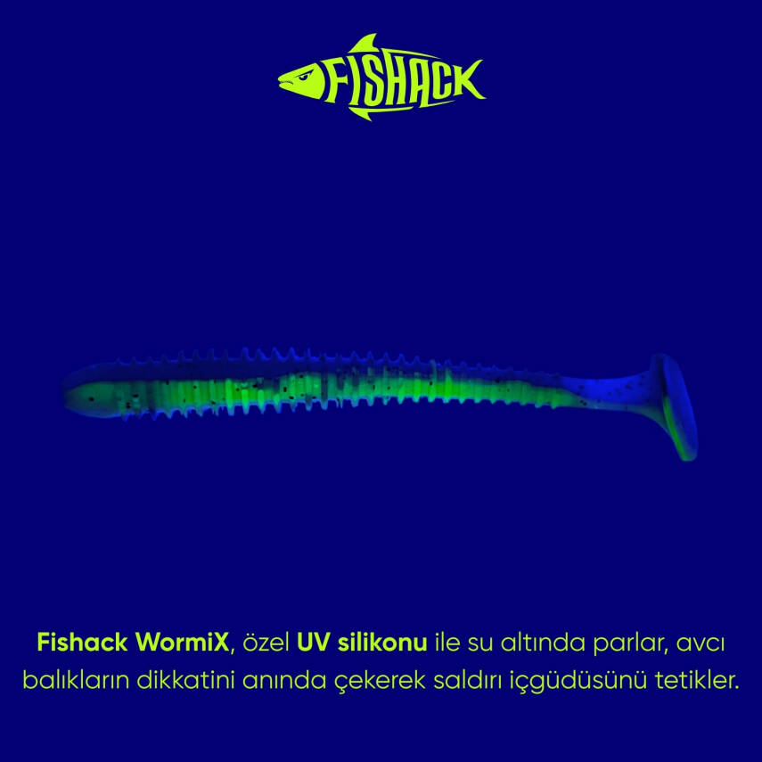 Silikon Kurt Yem - 4,2g 105mm - Turna/Levrek Silikonu - Mor/Yeşil Karides Kokulu - 2