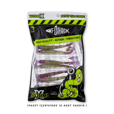 Silikon Kurt Yem - 4,2g 105mm - Turna/Levrek Silikonu - Mor/Yeşil Karides Kokulu - 5