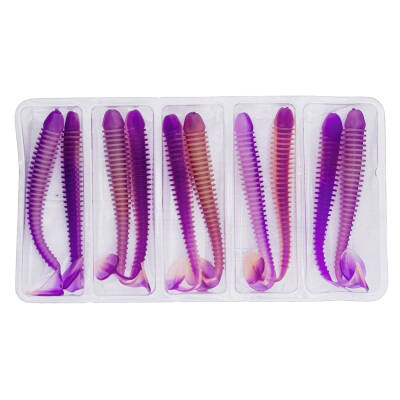 Silikon Kurt Yem - 4,2g 105mm - Turna/Levrek Silikonu - 1 Adet - Mor/Beyaz - Karides Kokulu - 3