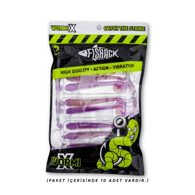 Silikon Kurt Yem - 4,2g 105mm - Turna/Levrek Silikonu - 1 Adet - Mor/Beyaz - Karides Kokulu - 4