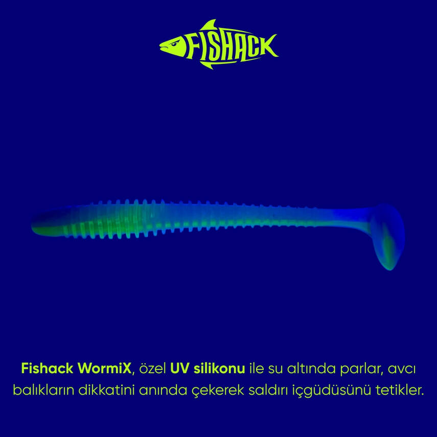 Silikon Kurt Yem - 4,2g 105mm - Turna/Levrek Silikonu - Mavi/Yeşil - Karides Kokulu - 2