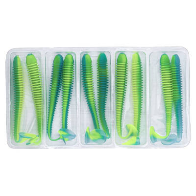 Silikon Kurt Yem - 4,2g 105mm - Turna/Levrek Silikonu - Mavi/Yeşil - Karides Kokulu - 4