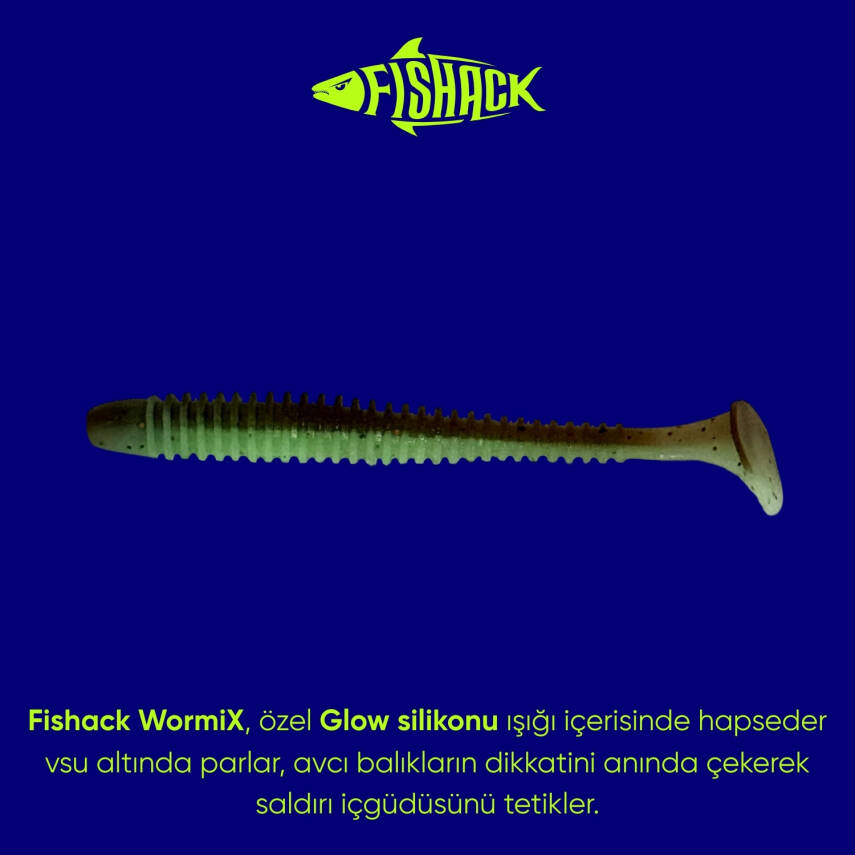 Silikon Kurt Yem - 4,2g 105mm - Turna/Levrek Silikonu - 1 Adet - Yeşil/Kahve - Karides Kokulu - 2