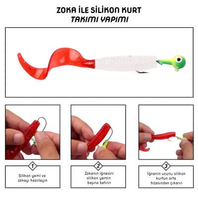 Silikon Kurt Yem - 95mm - Kırmızı/Beyaz - Yumy (460-O-18095) - 5