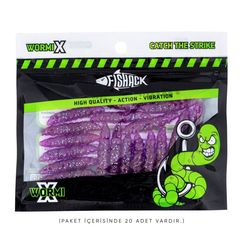 Silikon Kurt Yem - Fishack - 35mm - Peynir Kokulu - 20 Adet - Purple - UV - Trout Bait - 3