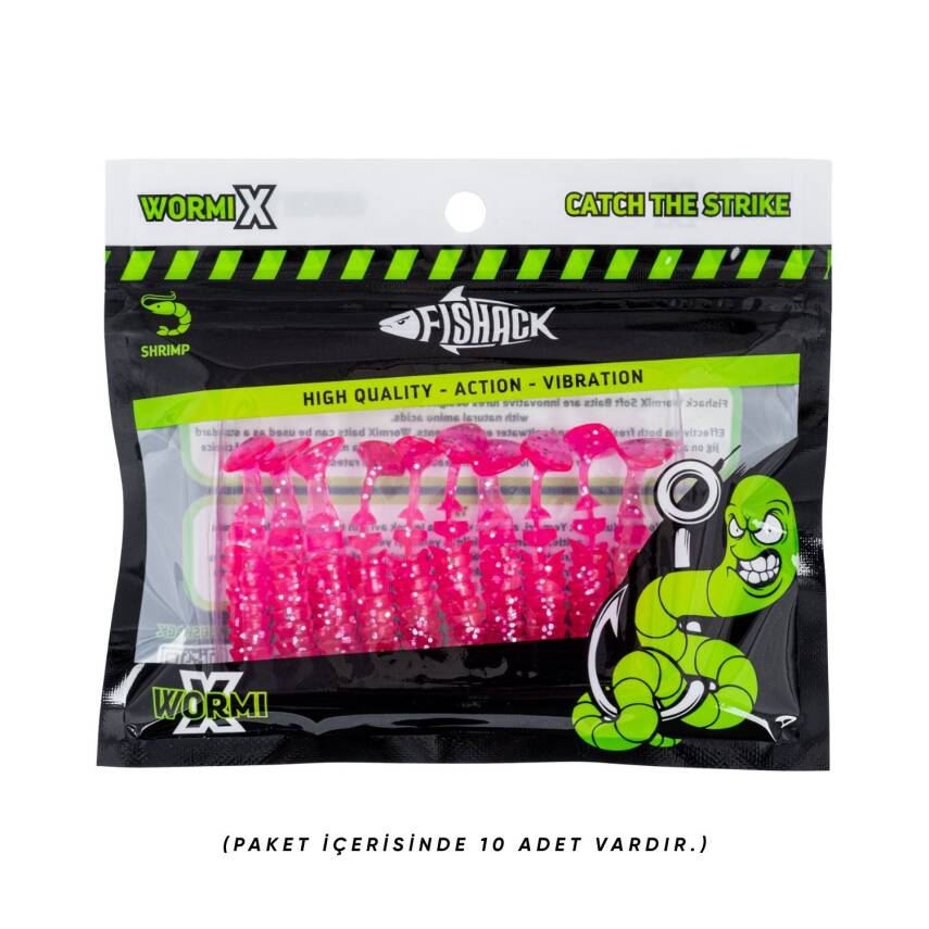 Fishack WormiX Silikon Kurt Yem - Pembe Karides Kokulu - 5