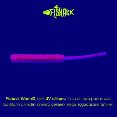 Silikon Kurt Yem - LRF Yem - 1g 52mm - Fishack Wormix - 10 Adet - Pink Gray - UV Silikon - 3