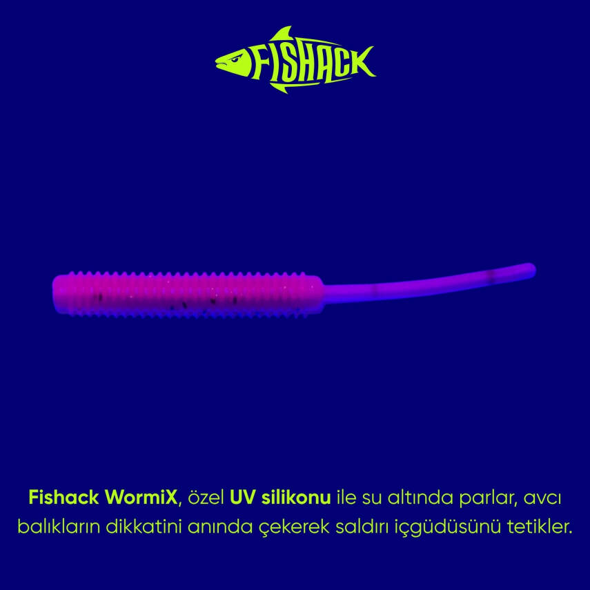 Silikon Kurt Yem - LRF Yem - 1g 52mm - Fishack Wormix - 10 Adet - Pink Gray - UV Silikon - 3