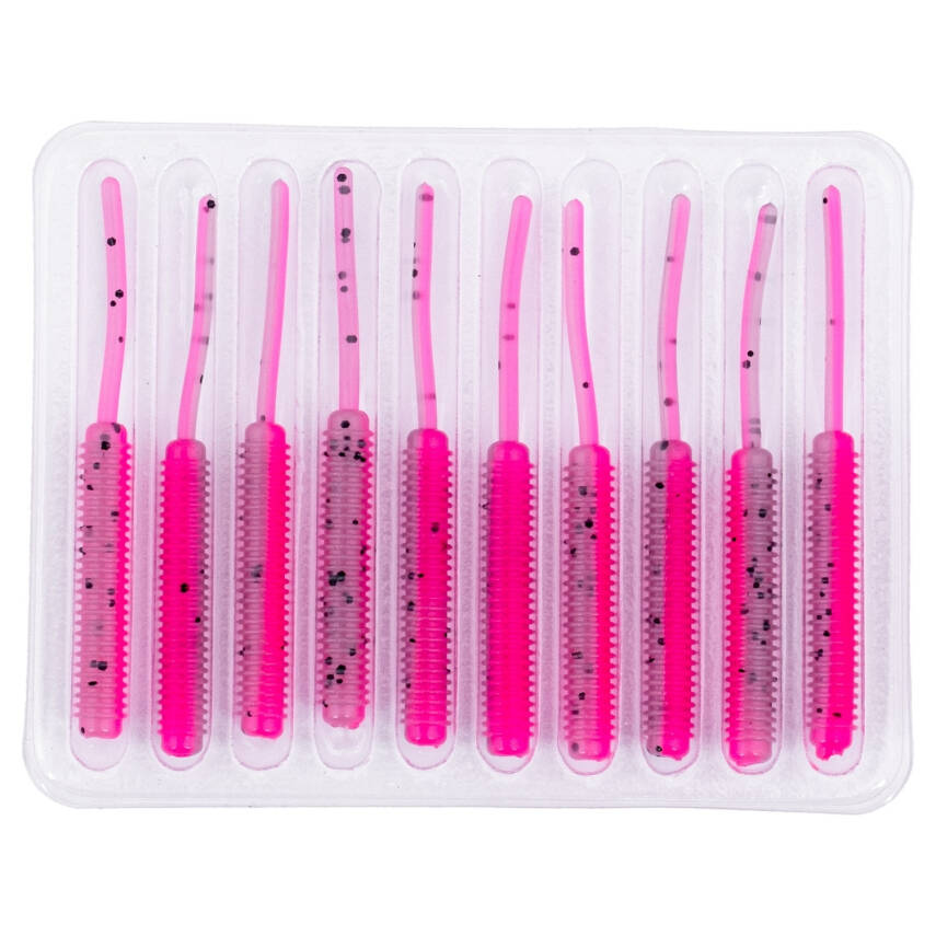 Silikon Kurt Yem - LRF Yem - 1g 52mm - Fishack Wormix - 10 Adet - Pink Gray - UV Silikon - 4