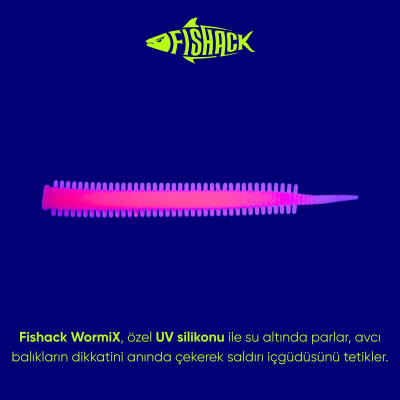 Silikon Kurt Yem - LRF Yem - 1g 70mm - Fishack Wormix - 10 Adet - Pink Glow - UV Silikon - 3