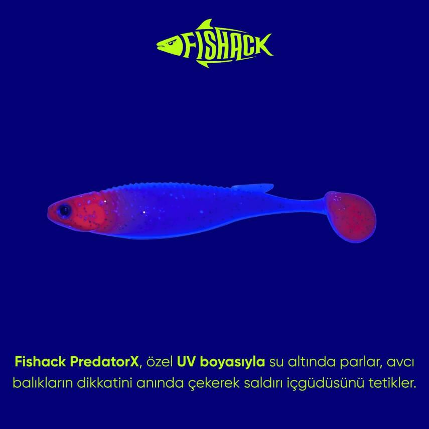 Silikon Sahte Balık - 10g 100mm - Fishack PredatorX - UV Boyalı - Redhead - 3