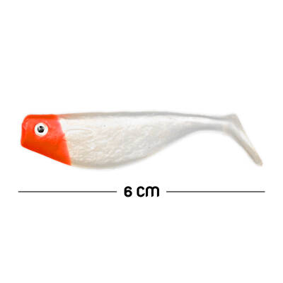 Silikon Sahte Balık Yem - DFT - 6cm - Kırmızı/Beyaz (141-3017) - 5'li Paket - 2