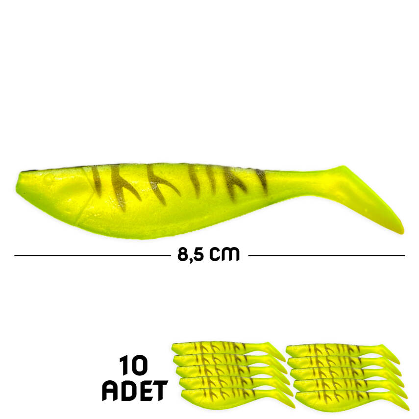 Silikon Sahte Balık Yem - Savex - 8,5cm - Fluo Green (642-3018) - 10'lu Paket - 1