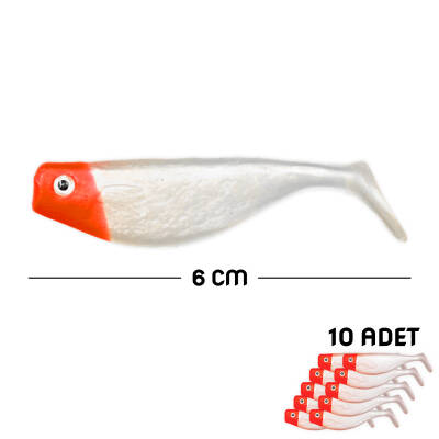 Silikon Sahte Balık Yemi - DFT - 6cm - Kırmızı/Beyaz (141-3017) - 10'lu Paket