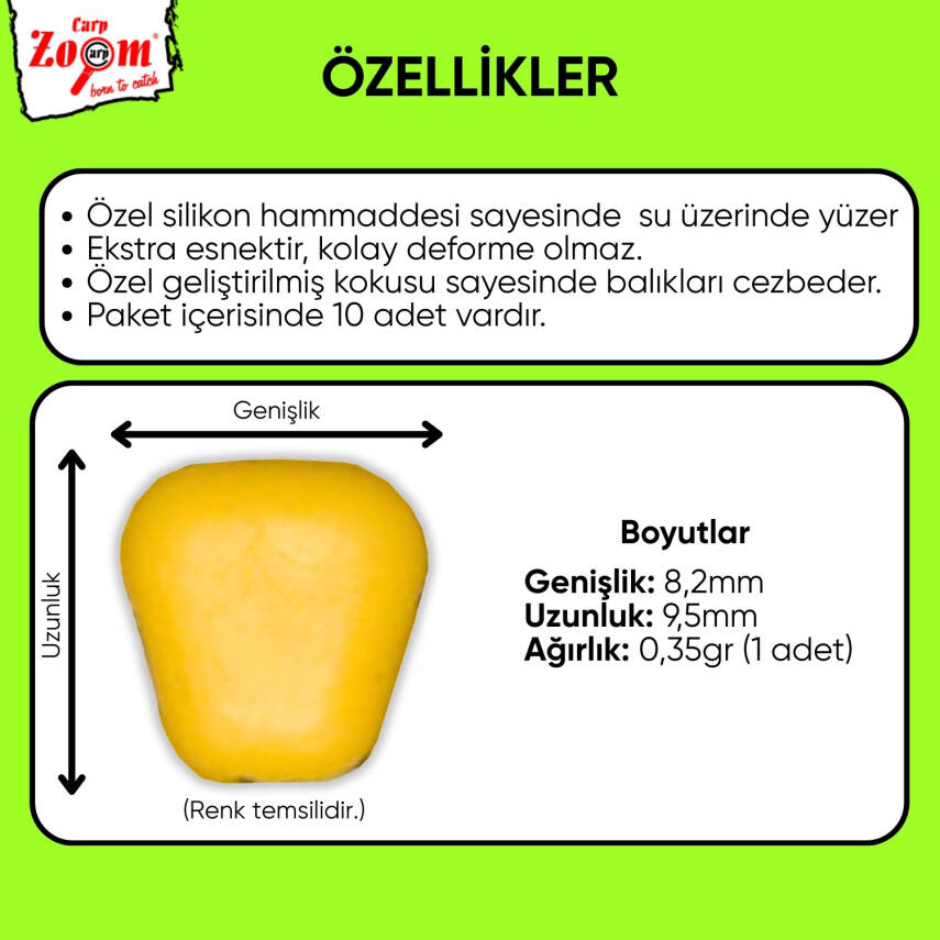 Yüzen Silikon Mısır Yem - Yüzen Sazan Mısırı - Mini - 10 Adet - Çilek Kokulu - 3