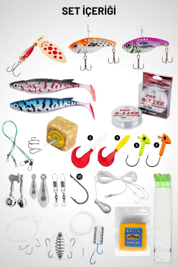 Spin At-Çek Deniz ve Göl Profesyonel Olta Seti Takımı - M - 1.50MT / 10-30GR - 42 Parça Elite - 5