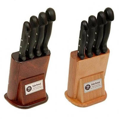Sürmene Mutfak Bıçağı NO:61502 Set - Ahşap Standlı 4'lü Bıçak Seti