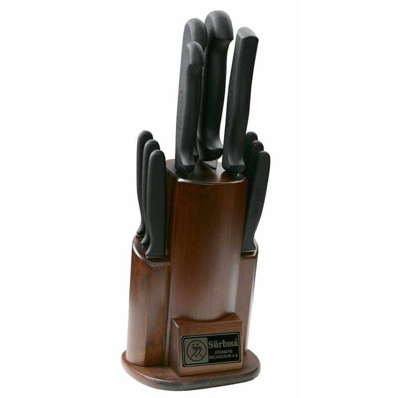 Sürmene Mutfak Bıçağı NO:61506 Set - Ahşap Kütük ve 6 Parça Bıçak - 1