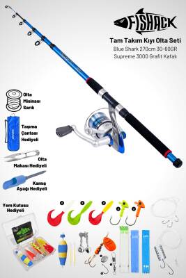 Tam Takım Kıyı Olta Seti - 270cm Kamış 30-60GR / 3000'lik Supreme Olta Makinesi - Taşıma Çantalı - 1