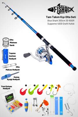 Tam Takım Kıyı Olta Seti - 300cm Kamış 30-60GR / 4000'lik Supreme Olta Makinesi - Taşıma Çantalı